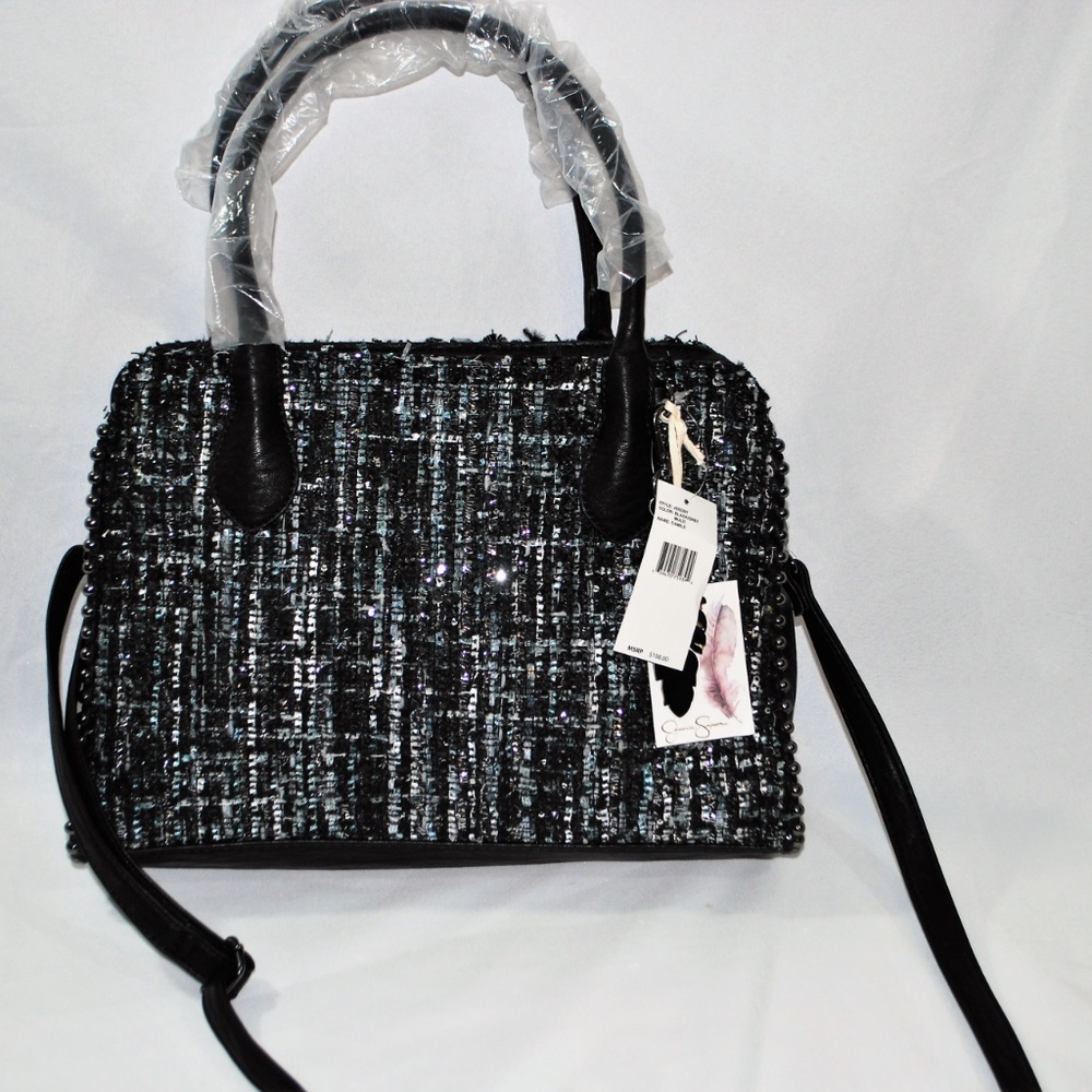 Jessica Simpson Camile Boxy Satchel Black Grey